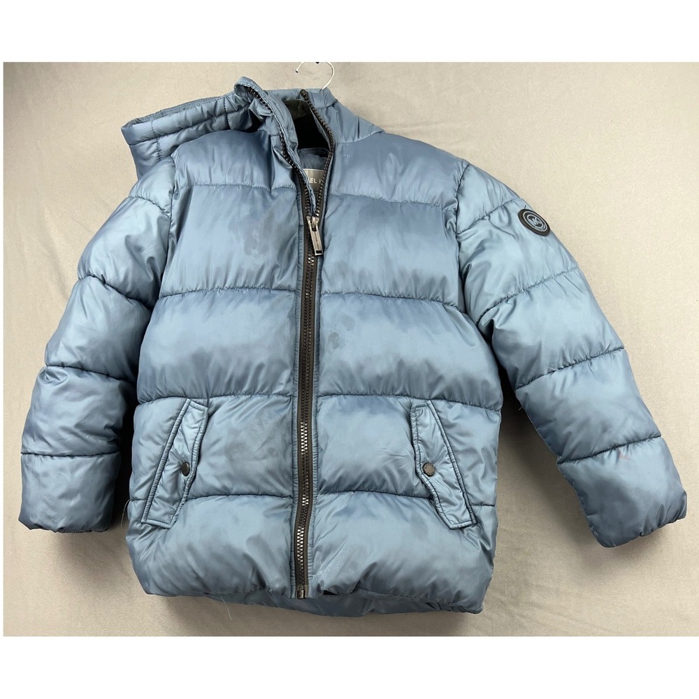 Michael Kors Puffer Jacket Kids Size 10/12 Hooded Quilted Coat Blue Fair